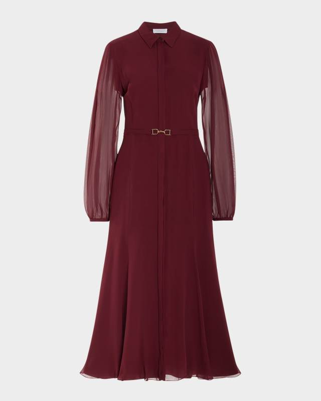 Holt Shakle Belt Long-Sleeve Midi Shirtdress